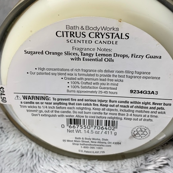 Citrus Crystals 3-Wick Candle from Bath & Body Works (2019) BBW - Picture 3 of 3